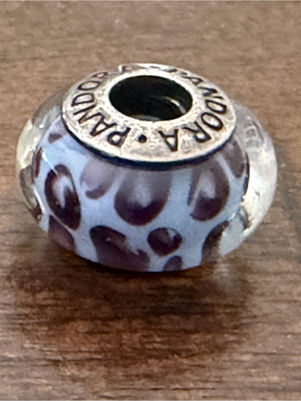 Pandora Authentic Purple Leopard Glass Charm Import S925 ALE Collectors - Picture 4 of 4